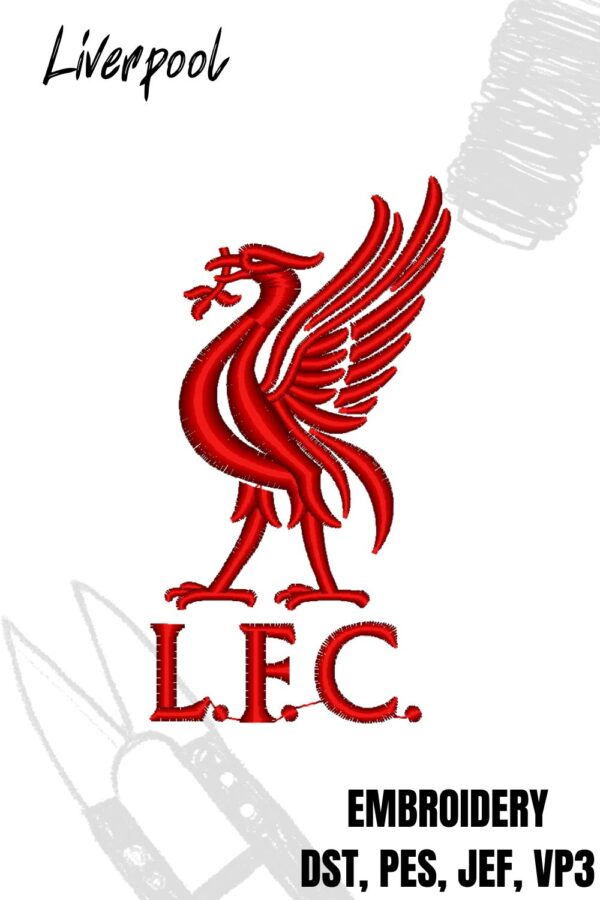 Liverpool FC Europe football league logo design for embroidery machine