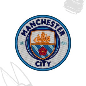Manchester City Europe football league logo design for embroidery machine