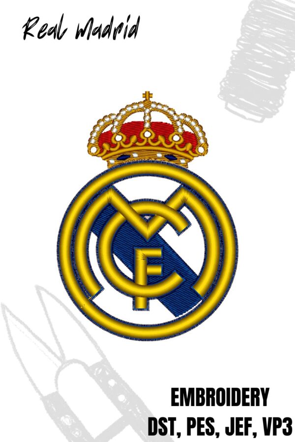 Real Madrid Europe football league logo design for embroidery machine