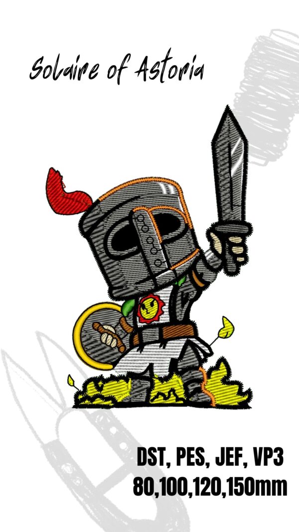 Dark Souls Solaire of Astora digital design for embroidery machine