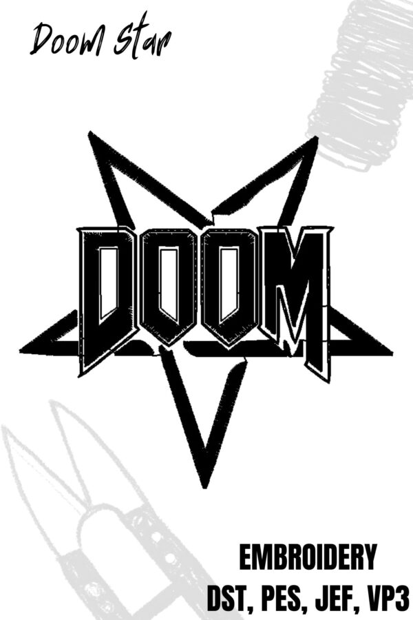 DOOM star logo embroidery design for embroidery machine