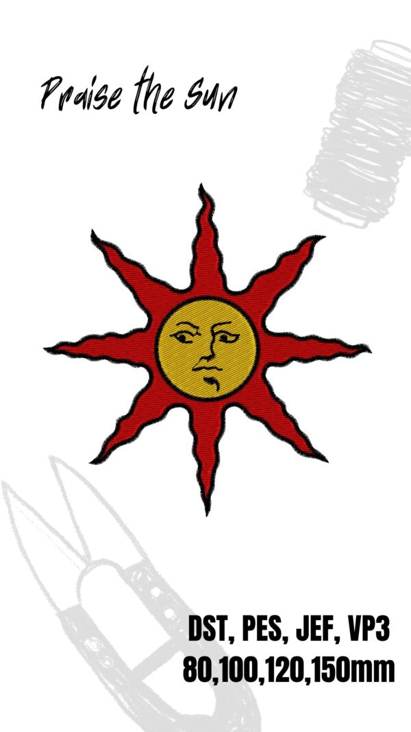 Dark Souls Sun logo design for embroidery machine