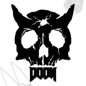 DOOM skull logo embroidery design for embroidery machine