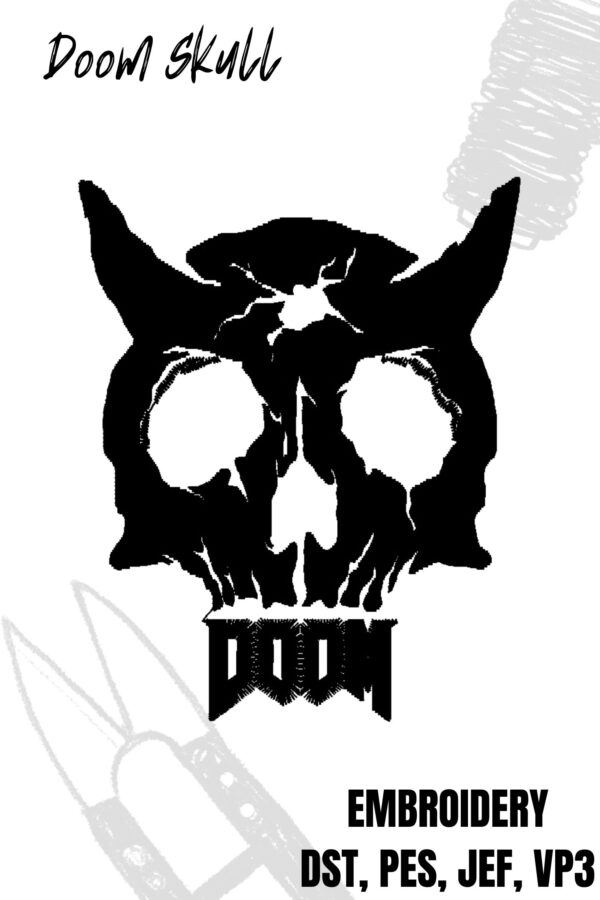 DOOM skull logo embroidery design for embroidery machine