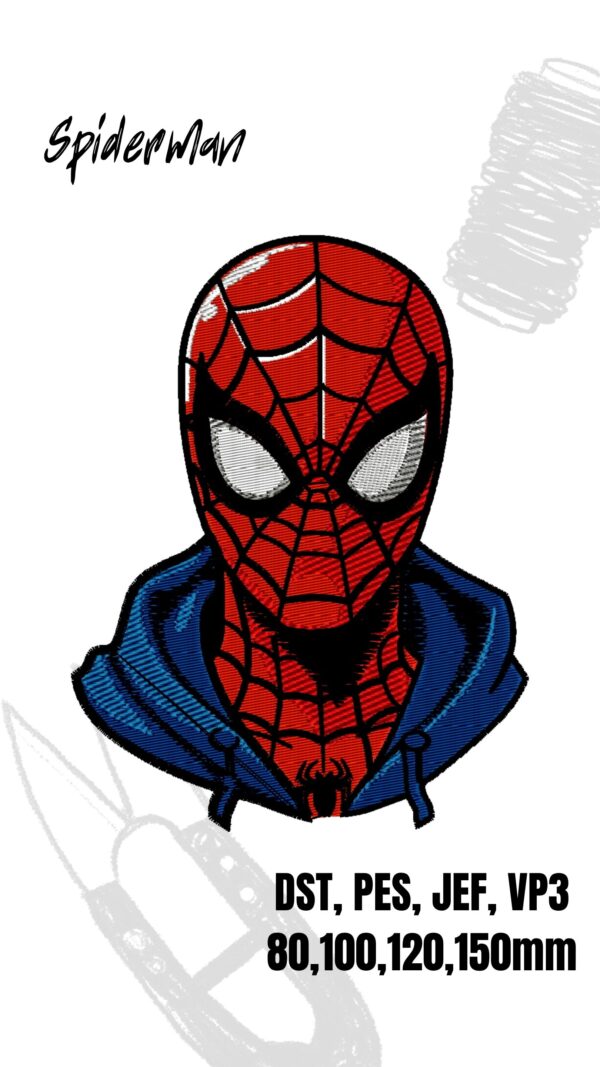 Spiderman with hoodie Embroidery machine digital design