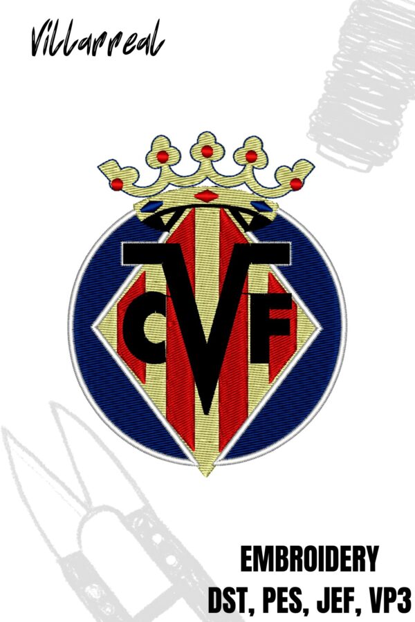 Villarreal Europe football league logo design for embroidery machine
