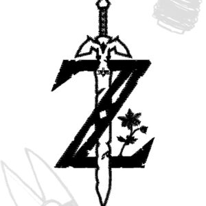 Zelda master sword and logo design for embroidery machine DST, PES, Vp3, JEF