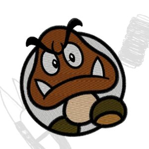 Super Mario Goomba character design for embroidery machine DST, PES, Vp3, JEF