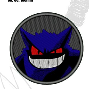 Pokémon Gengar Ghost character. Digital embroidery machine file, ideal for patch