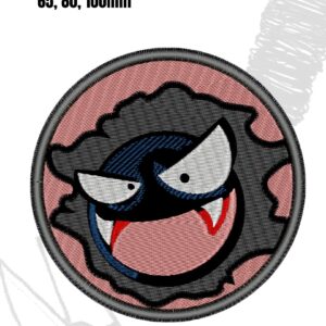 Pokémon Gastly Ghost character. Digital embroidery machine file, ideal for patch