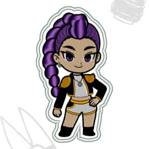 Rumi Huntrix character from KPOP Demon Hunters movie digital embroidery machine file.