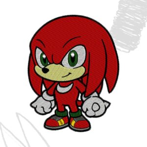 Knuckles Chibi Sonic character design for embroidery machine DST, PES, jef Vp3